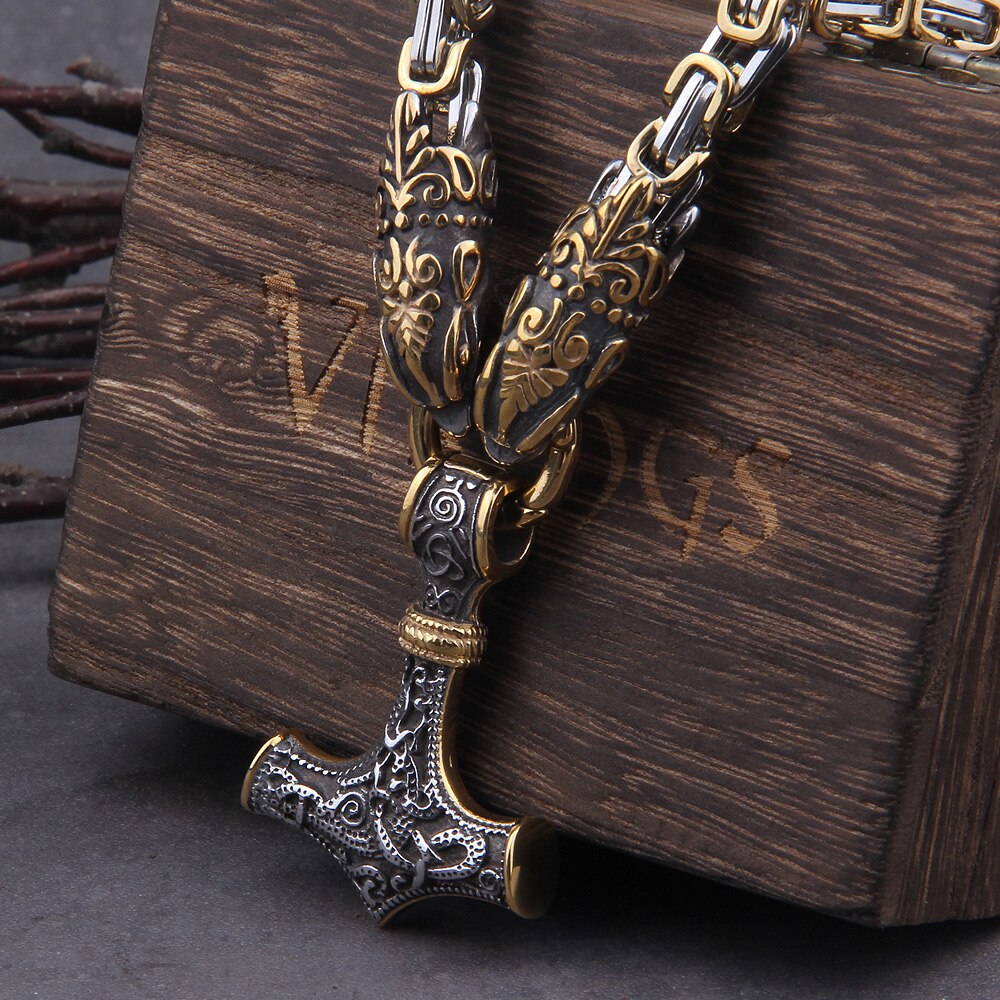 Never Fade Men stainless steel Dragon head norse viking amulet thor