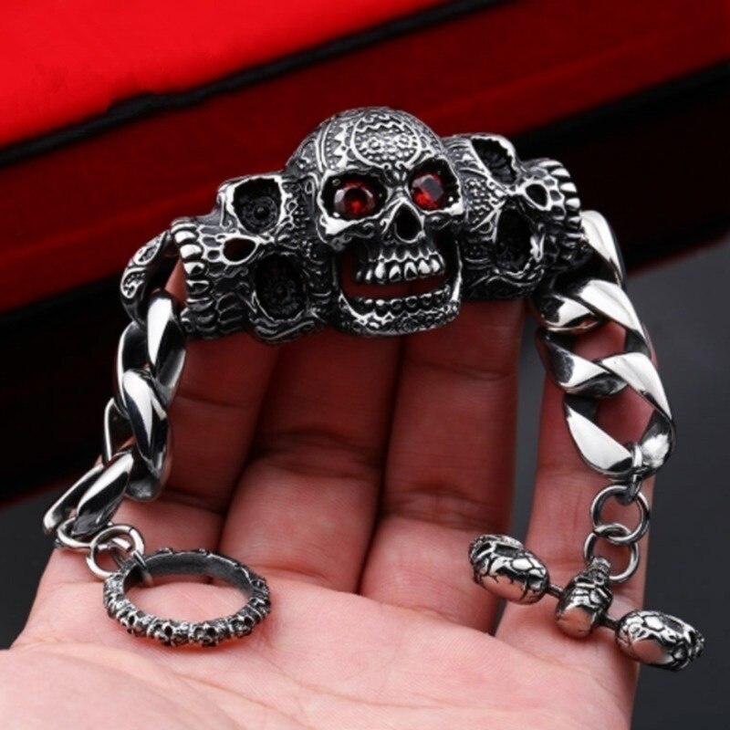 Vintage Gothic Personality Punk Fashion Trend Men Punk Skull Bracelet & Bangle Jewelry