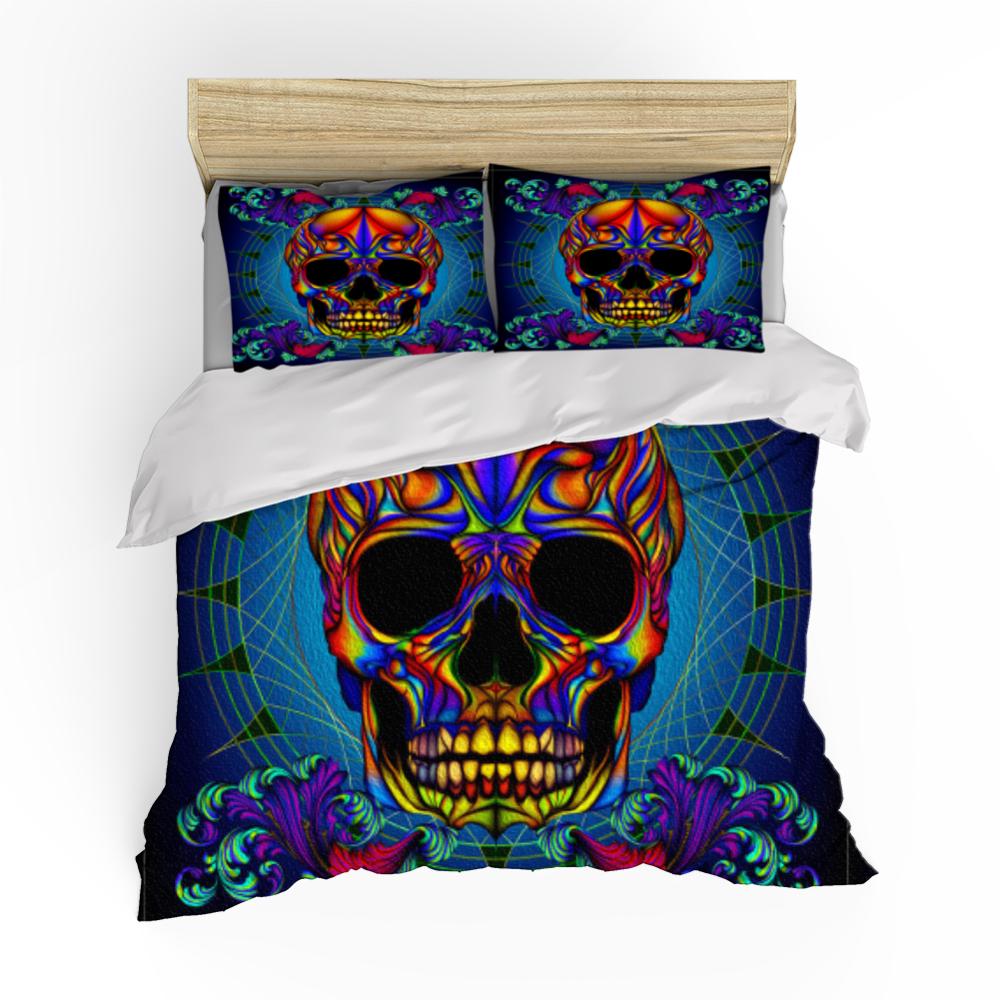 Sugar Skull Bedding Set Queen Size Flower Skull Bed Linen Double Duvet Cover