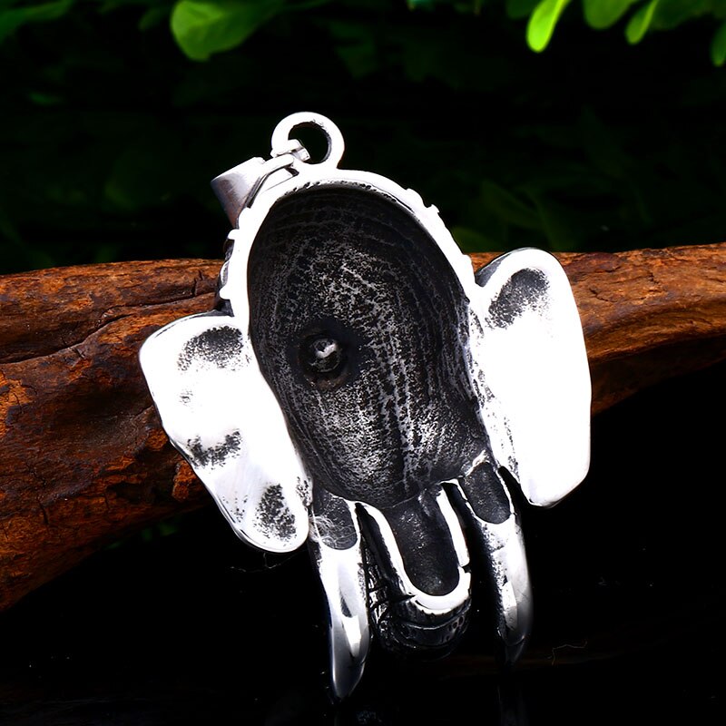 Animal Amulet Red Stone Classic Elephant Men's Pendant Necklace