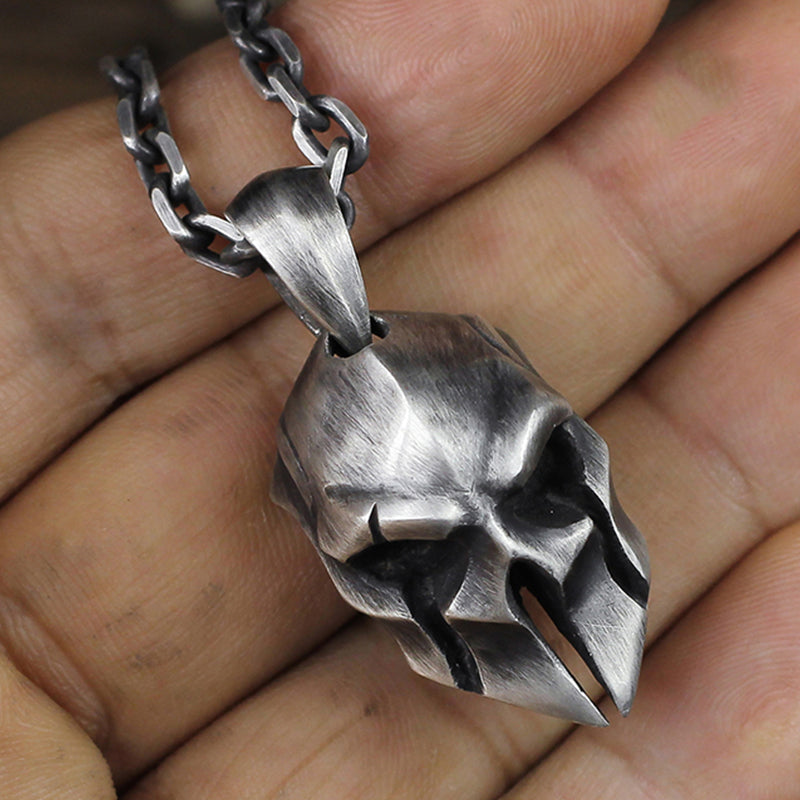 316L stainless Fine Hand-made Dark Skull Roman Helmet Mask Knight Warrior Pendant Men's and Women's Jewelry Accessories Necklace