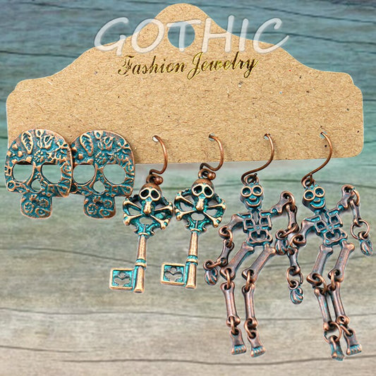 Women Gothic Earrings Set Skull Shape Earrings Set Fashion Goth