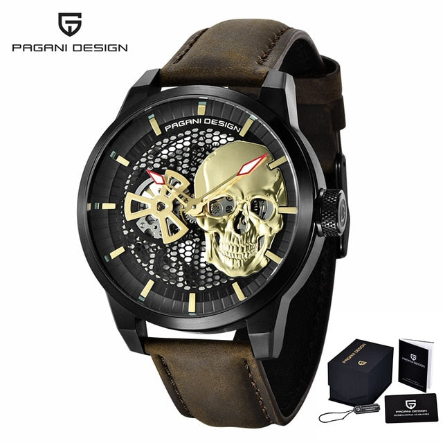 Skeleton Skull Men&#39;s Mechanical Watches Top Brand Stainless Steel Waterproof Automatic Watch Sapphire Glass Clock