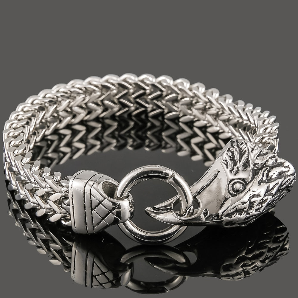 Hawk Eagle Head Bracelet For Men Hip Hop Rocker Stainless Steel