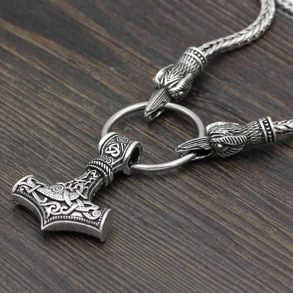 Norse Viking Raven Pendant Cord Odin's Ravens Of Thor's Hammer