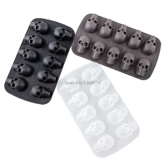 10 Cavity Ice Cube Maker 3D Skull Shape Silicone Chocolate Mold DIY Whiskey Bar Ice Cube Mold Dropship