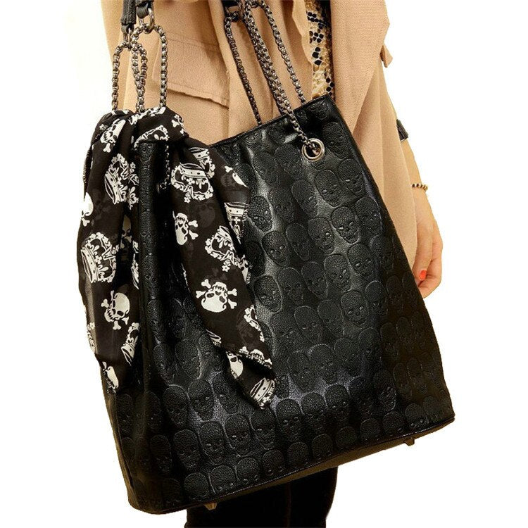 2020 Vintage Skull Shoulder Bags Women Bucket Pu