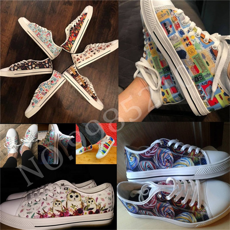 Sugar Skull Pattern Women's Summer Casual Canvas Shoes Ladies