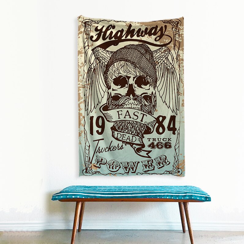 Punk Music Skull Tapestry Art Wall Hanging Blanket Home Decoration