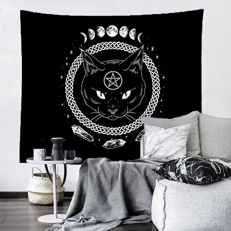 Skull King Meditating In Flowers Moon Tapestry Mandala Carpet