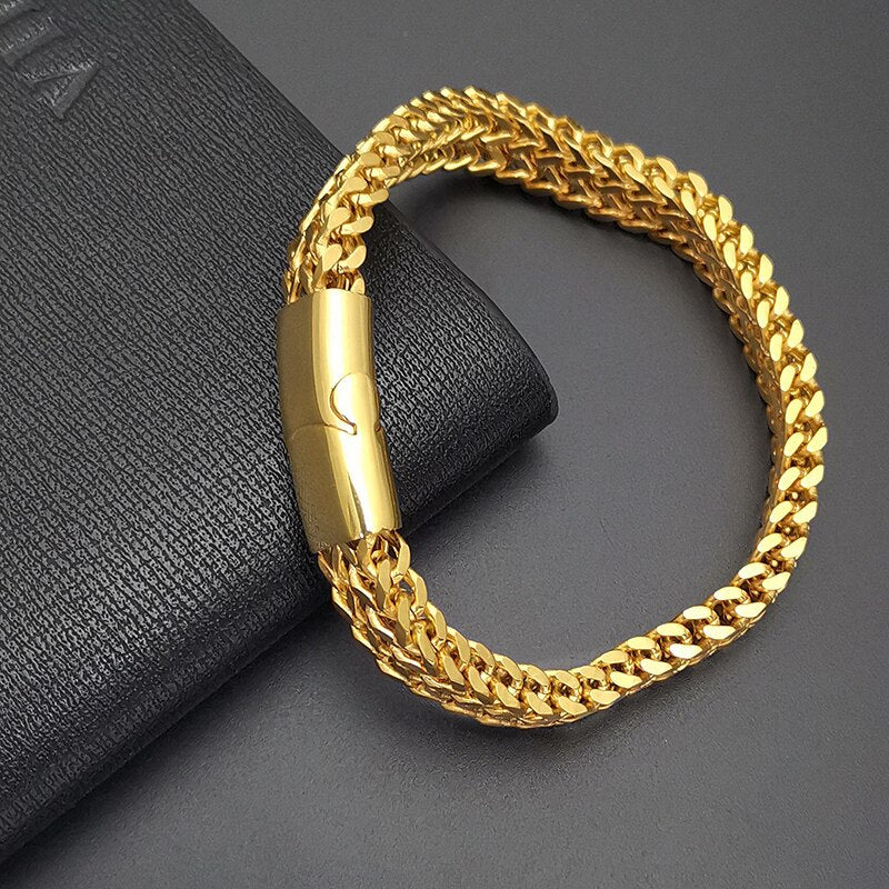 gold chain on hand men bracelets on hand stainless steel