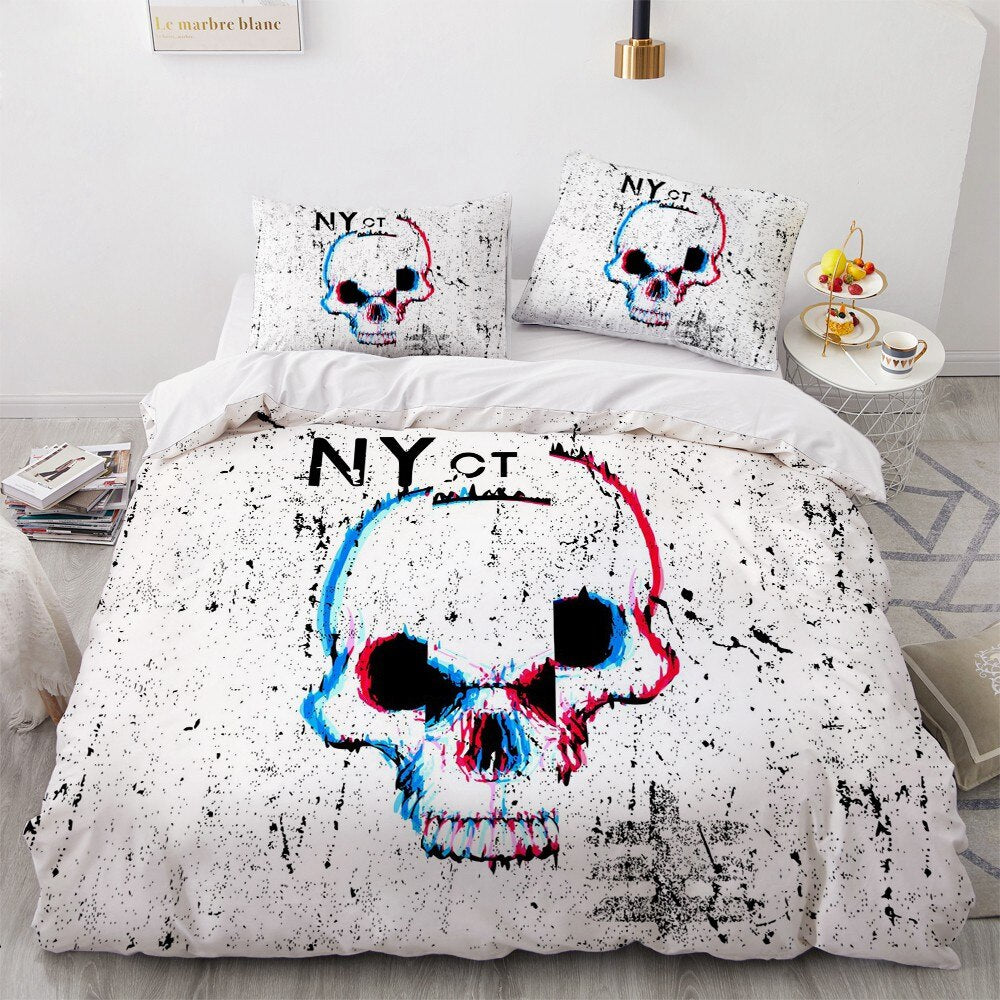 Simple Bedding Sets 3D Rock Skull Duvet Quilt Cover