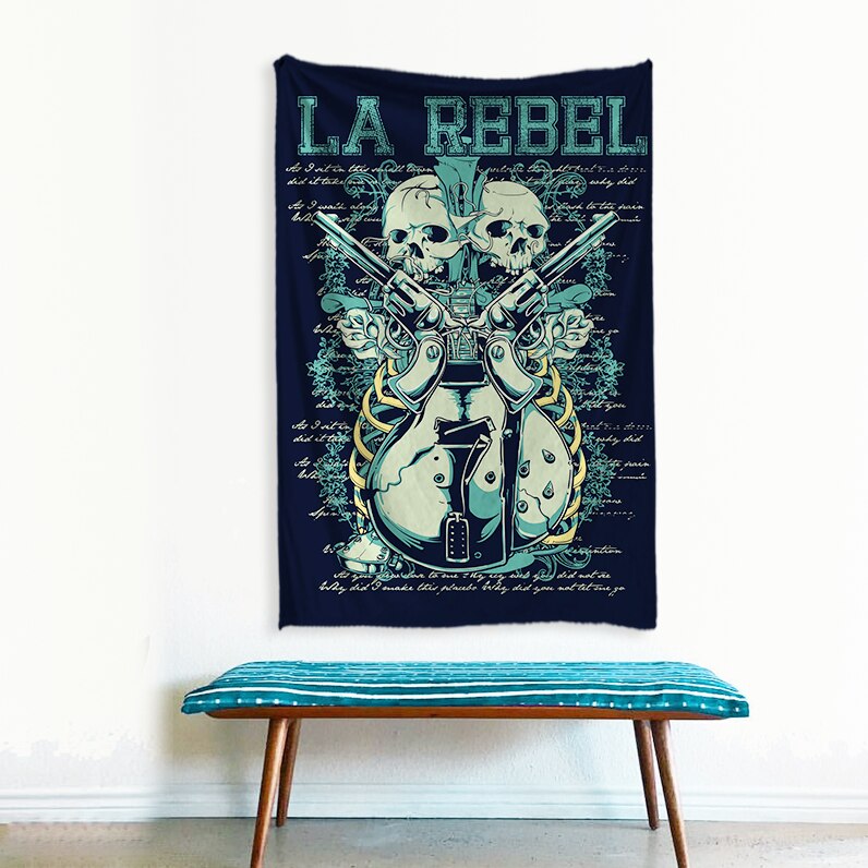 Punk Music Skull Tapestry Art Wall Hanging Blanket Home Decoration