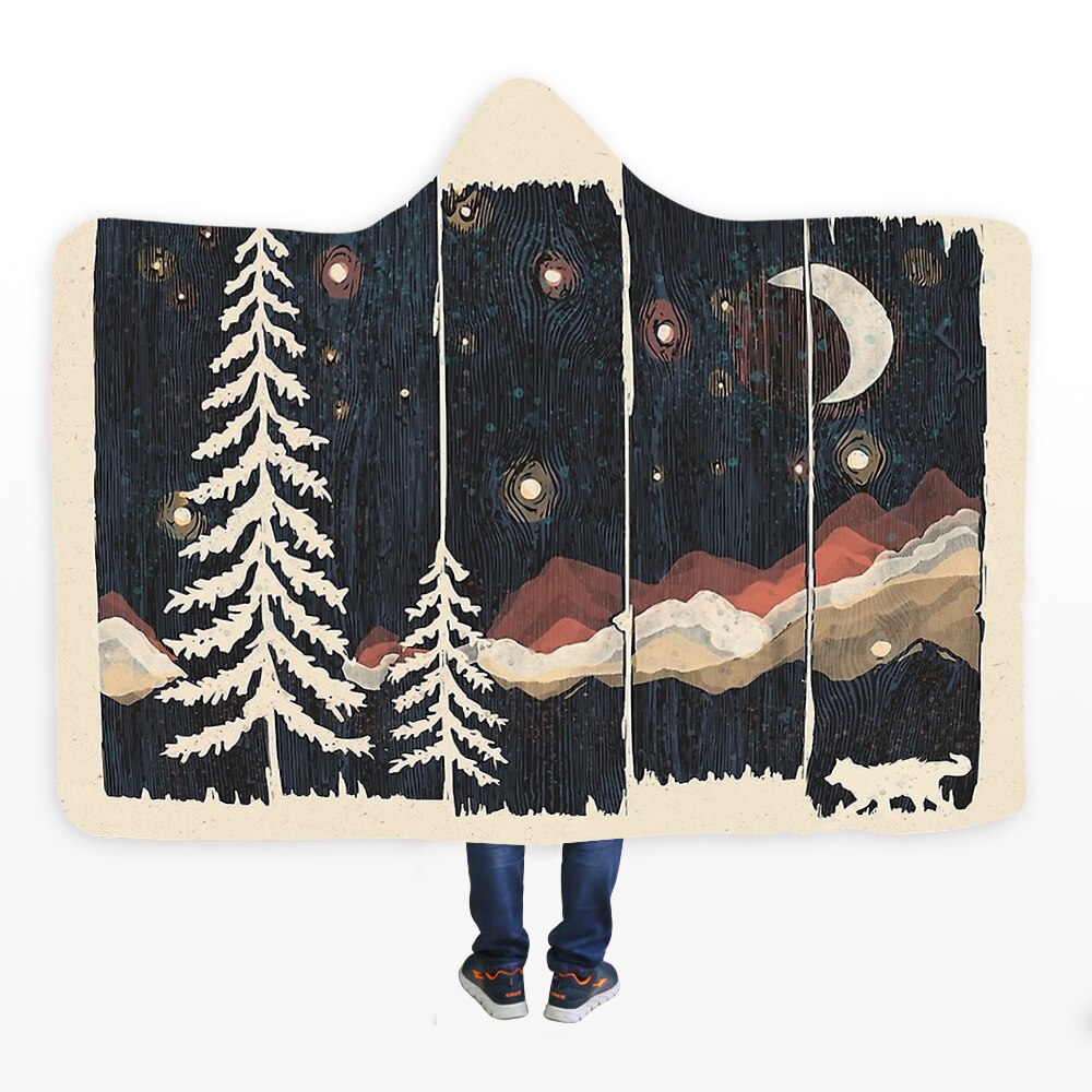 3D Halloween Skull Print Hooded Blanket Comfortable Soft Blanket