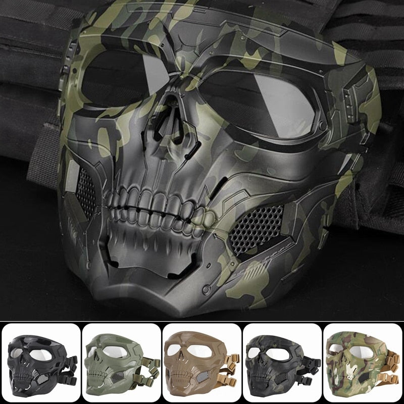 Skull Skeleton Mask Tactical Full Face Mask with Eye Protection Helmet Mask