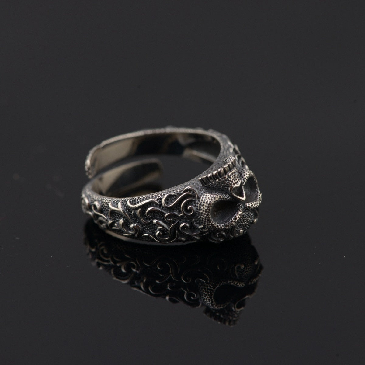 Gothic Punk Skull Rings For Men And Women 925 Sterling Silver Jewelry Resizable