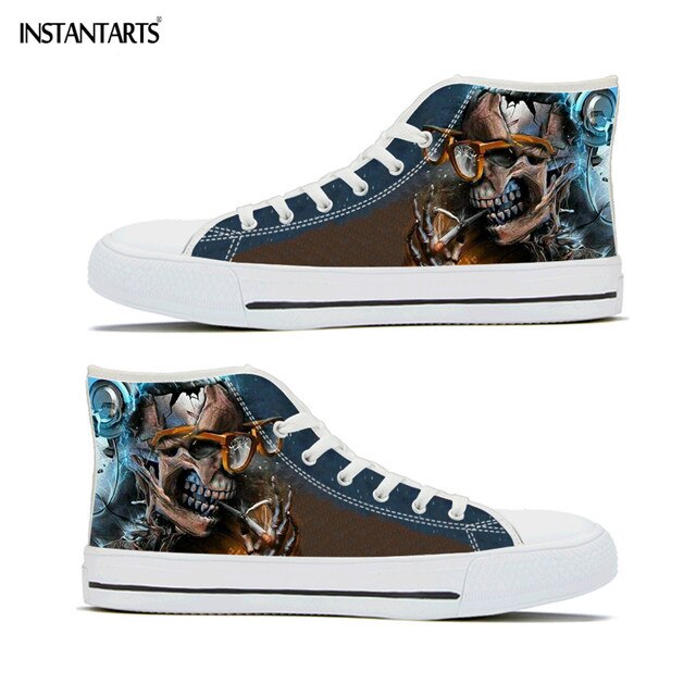 Funk Skull Printing Women Men Flats Shoes Cool Design Walking