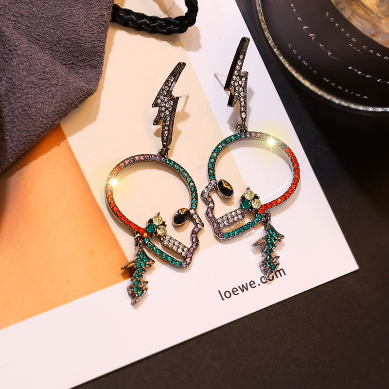 Crystal Skull Earrings for Women Fashion