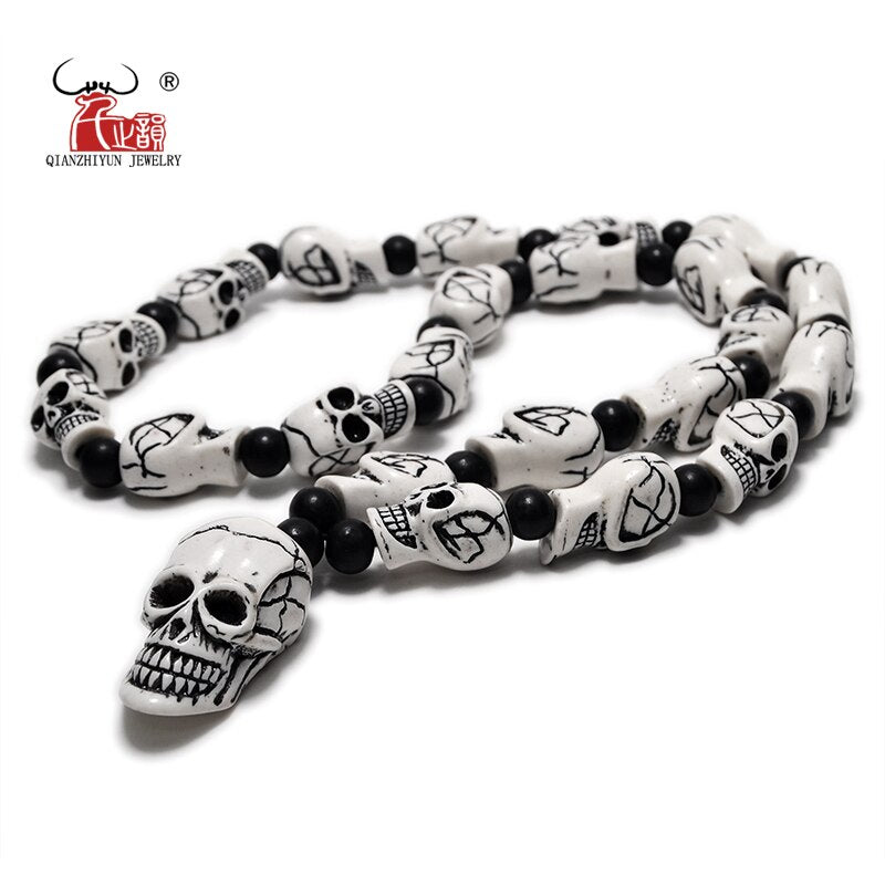 FX801 Imitation yak bone necklace Halloween skull beaded necklace