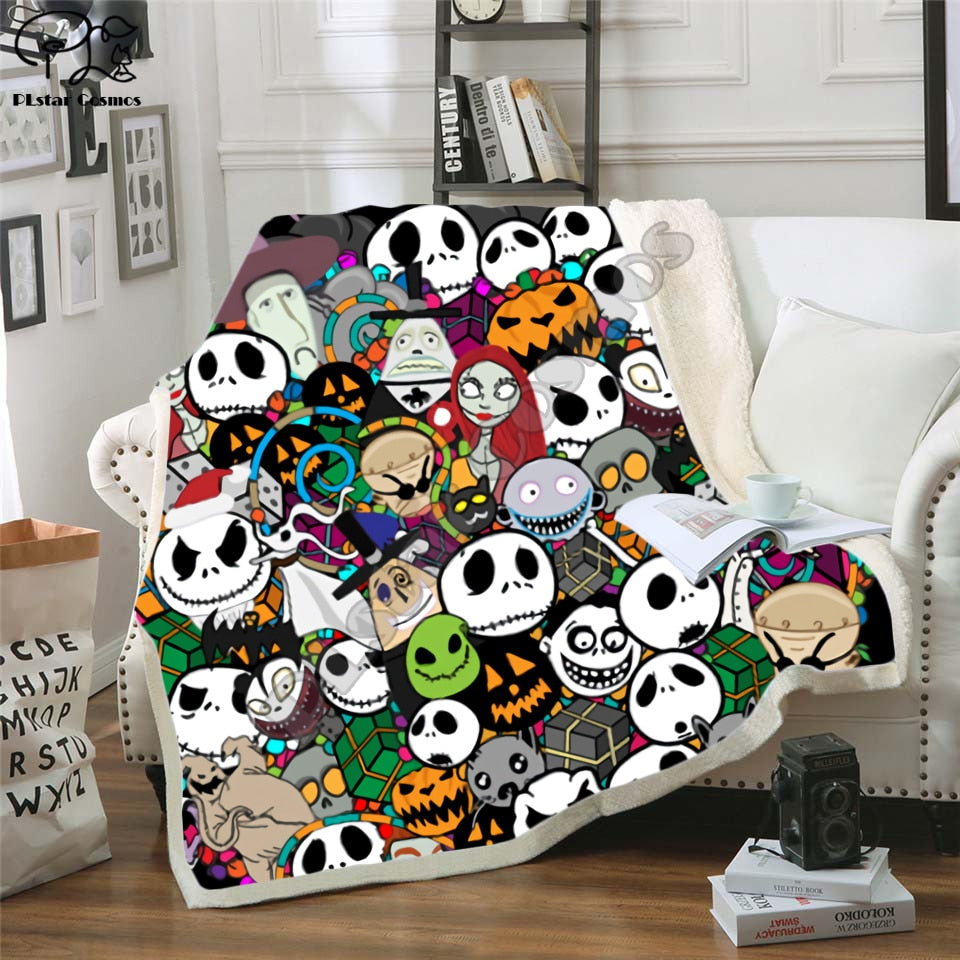 The Nightmare Before Christmas Jack Skull Sherpa Blanket Plush