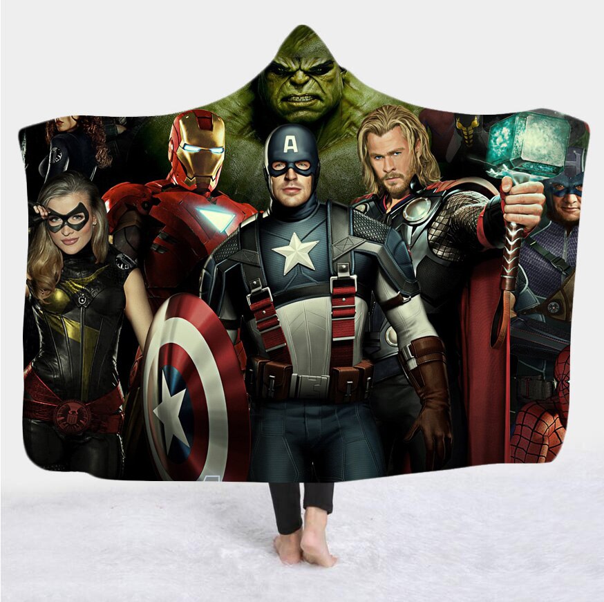 movie Avenger 3D Print Plush Throw hooded Blanket Sherpa Fleece Bedspread Blanket