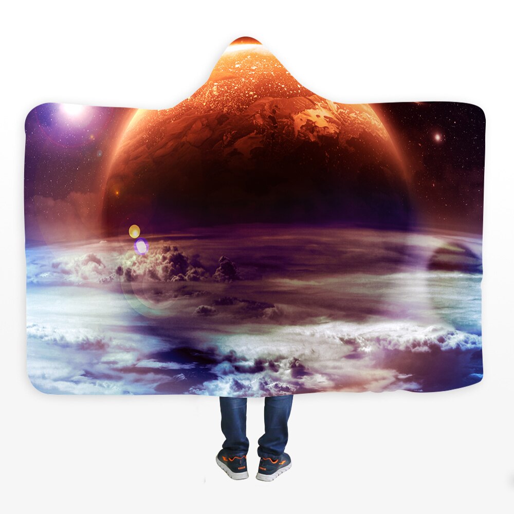 3D Halloween Skull Print Hooded Blanket Comfortable Soft Blanket