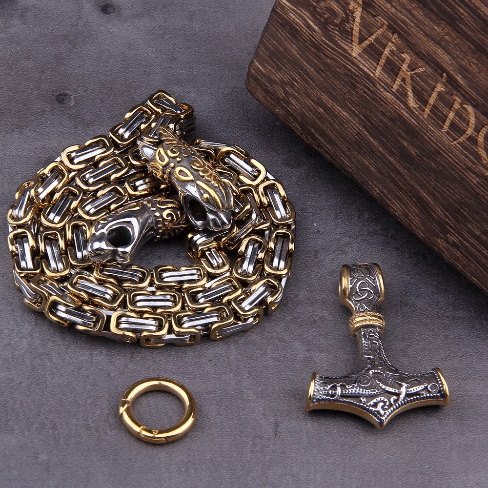 Never Fade Men stainless steel Dragon head norse viking amulet thor