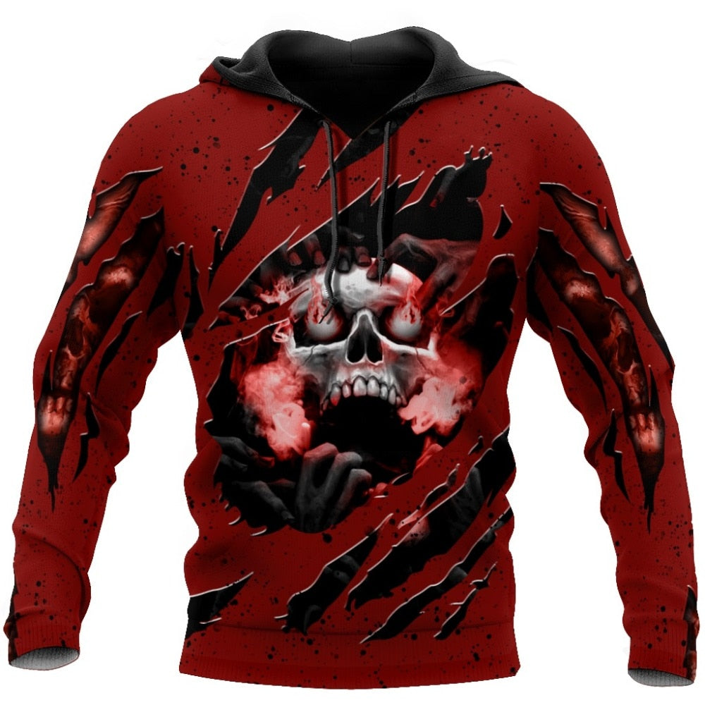 Skull Tattoo Red 3D All Over Printed Fashion Hoodies Men Hooded Sweatshirt Unisex Zip Pullover Casual Jacket Tracksuit