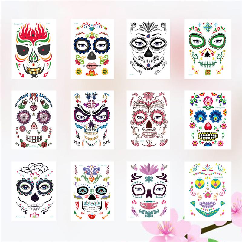 Waterproof Temporary Tattoo Sticker Party Decoration Sugar skull Mask