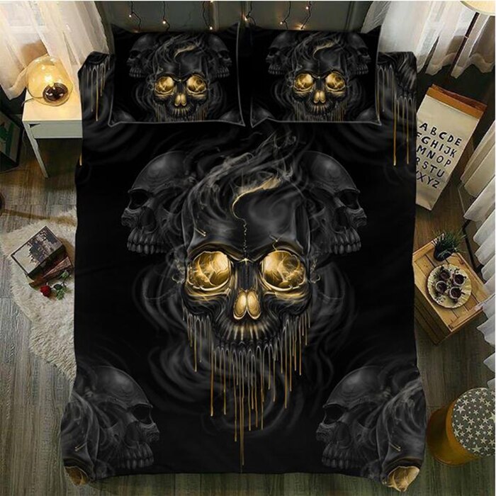 2/3Pcs Custom sugar skull bedding sets queen