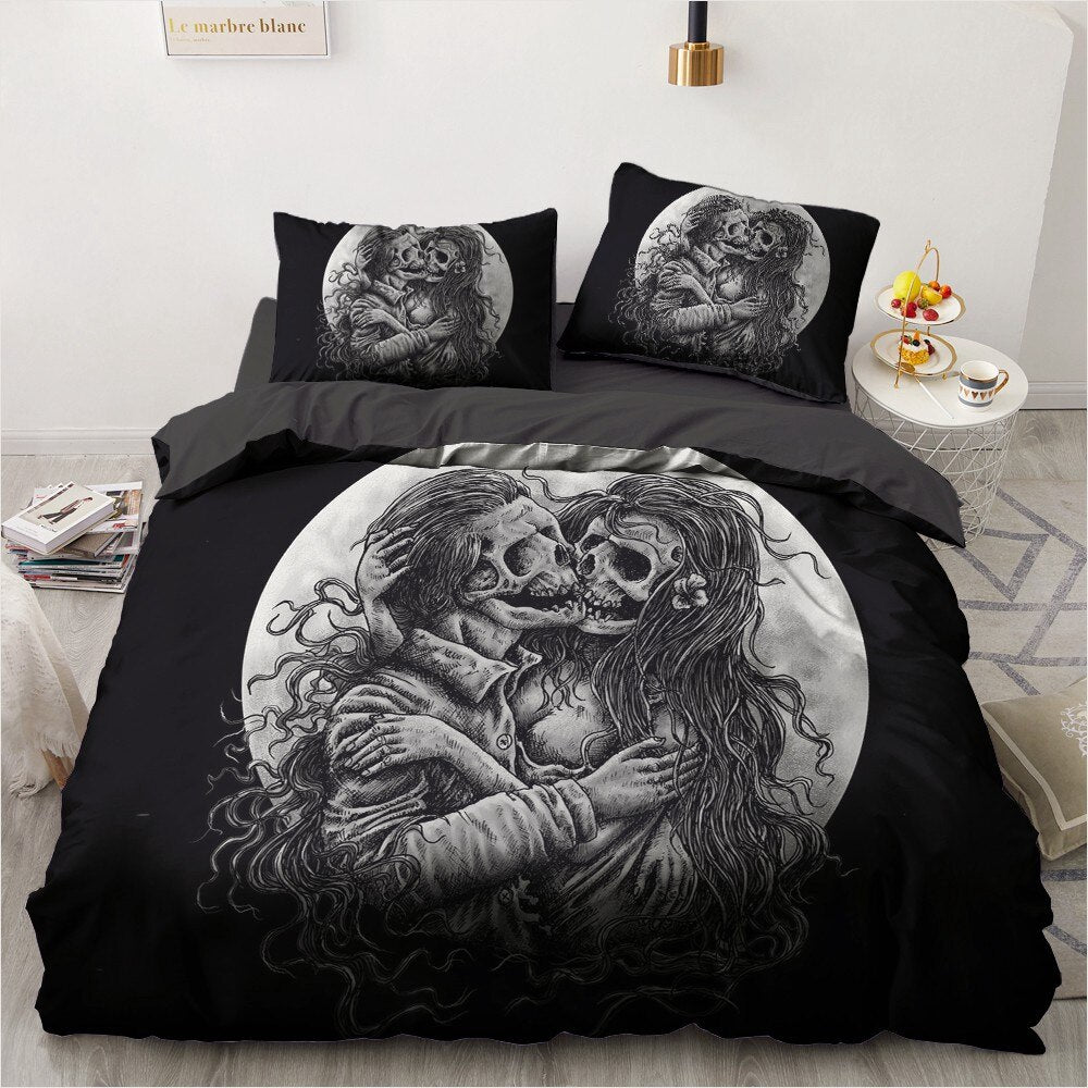 3D Skull Bedding Sets Duvet Quilt Cover Set Comforter Bed Linen Pillowcase