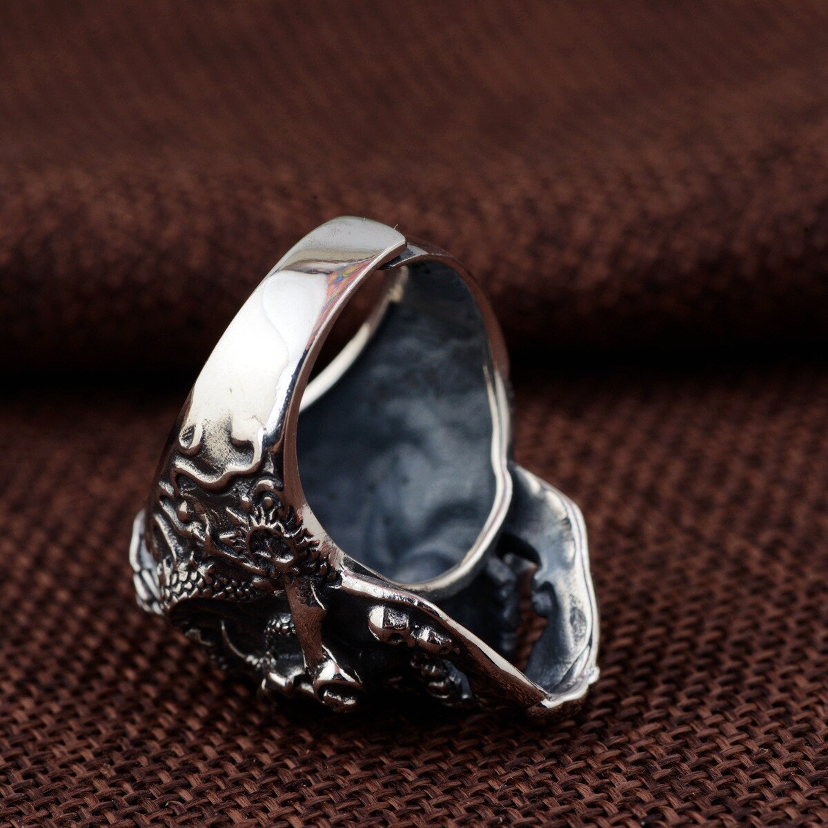 Personalized Skull Head Mens Rings Biker Big Heavy Resizable 925 Sterling Silver Vintage