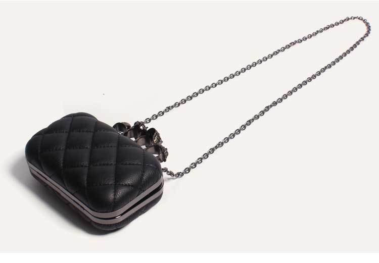 Skull ring woman evening bag vintage plaid woman clutch bag
