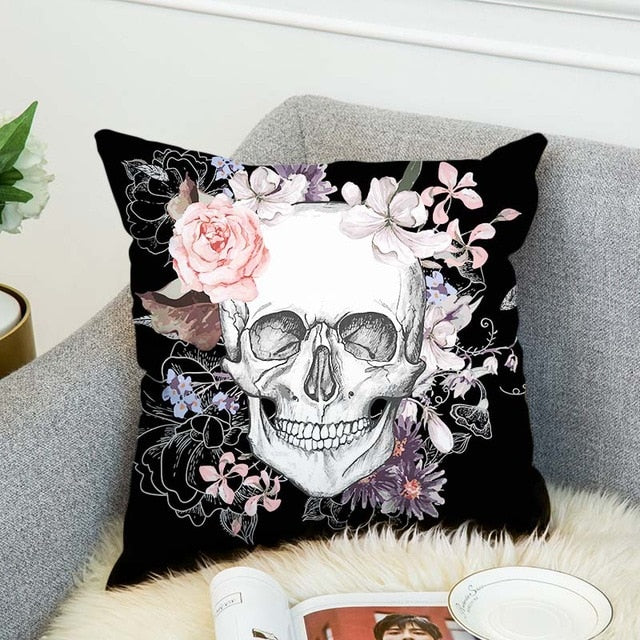 3D Printed Sugar Skull Cover Polyester Cushion Cover Home Bedroom Hotel Car Decoration