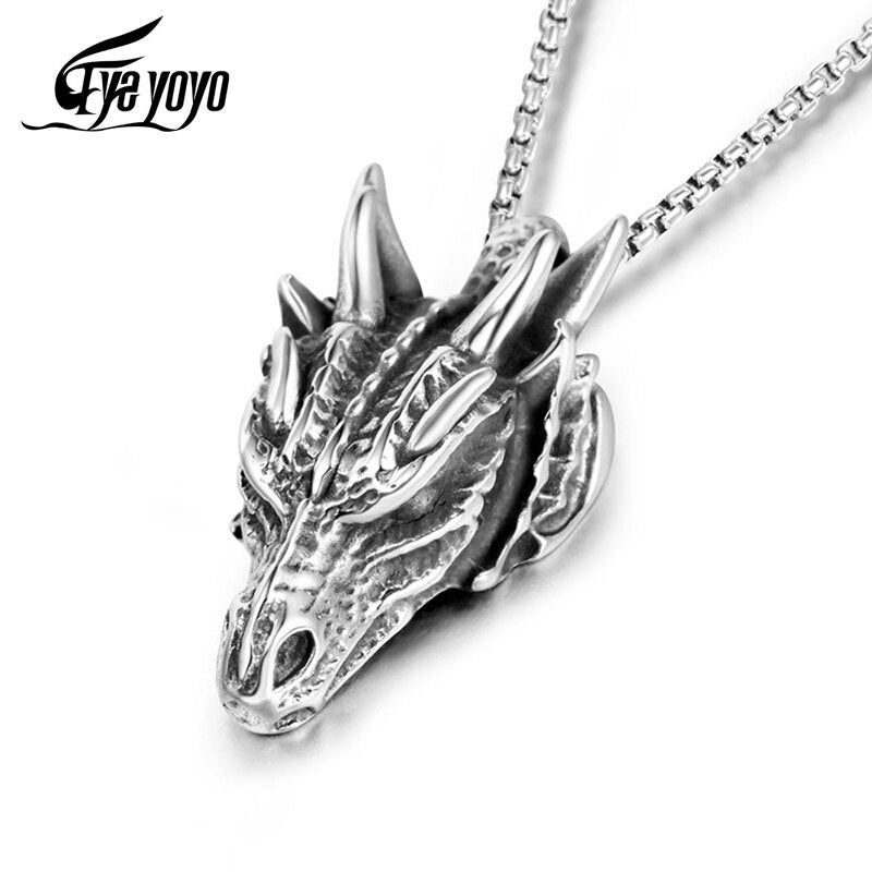 Dragon Pendant Necklaces Titanium Steel Jewelry Animal Head Necklace