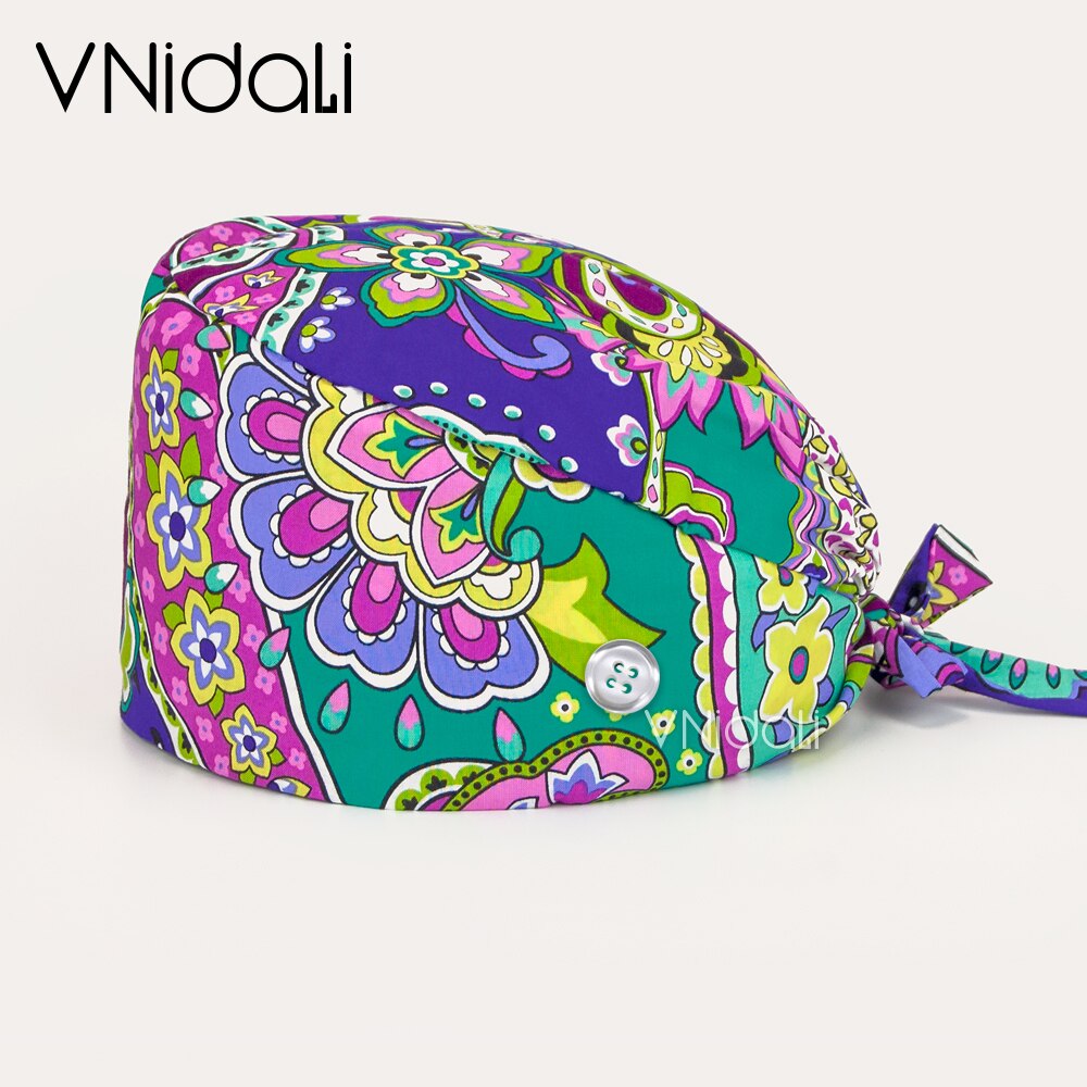 Sugar Skull printing hats adjustable scrub hat beauty salon working cap laboratory pet shop nursing scrubs cap