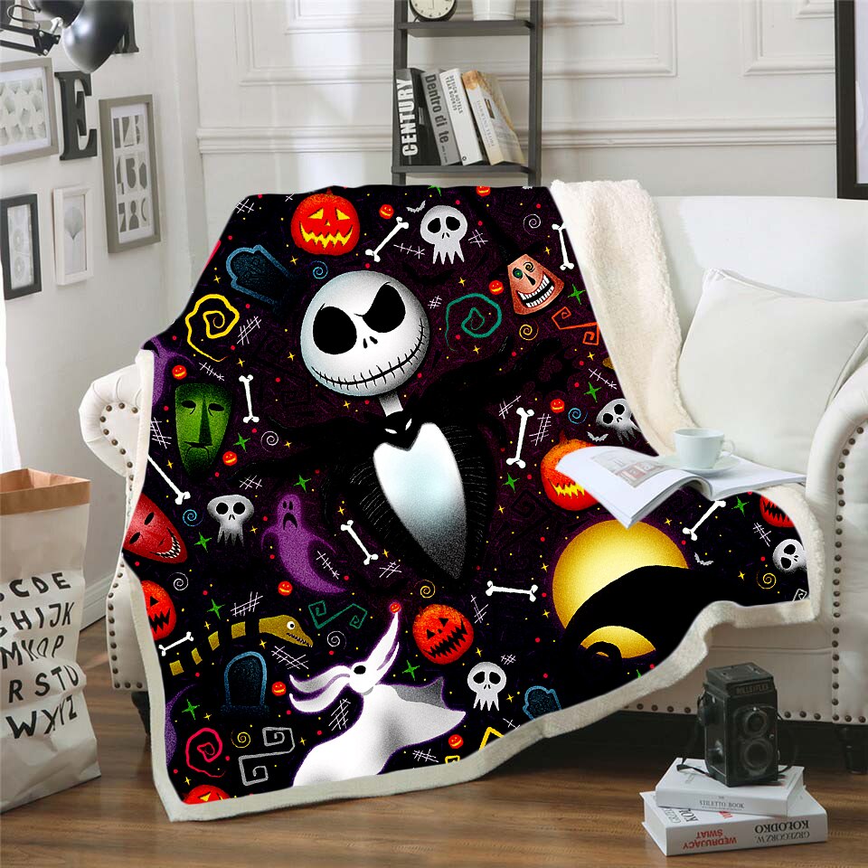 The Nightmare Before Christmas Jack Skull Sherpa Blanket Plush