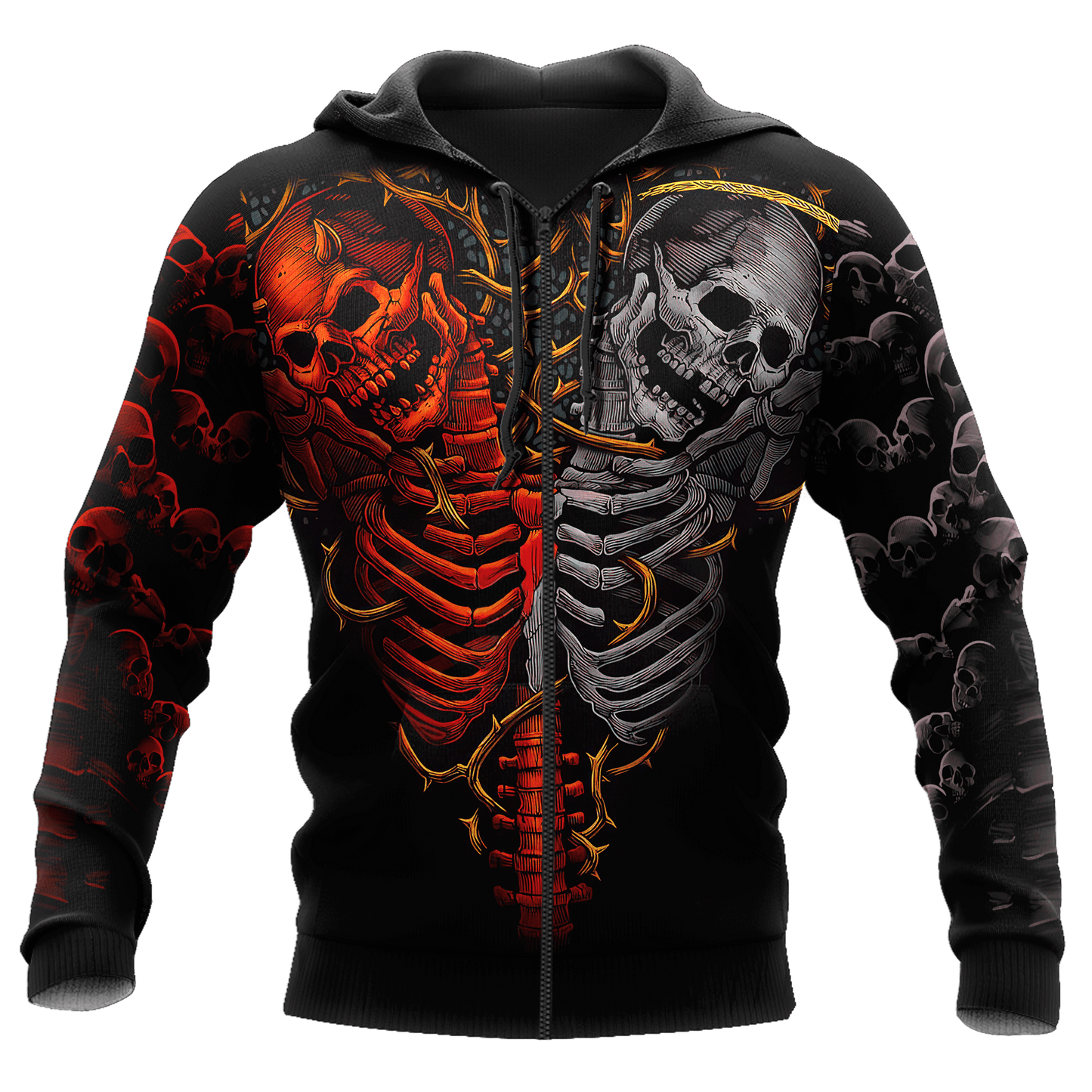 Funny Twin Skull Tattoo 3D All Over Printed Mens hoodies and Sweatshirt Autumn Unisex zipper Hoodie Casual Sportswear