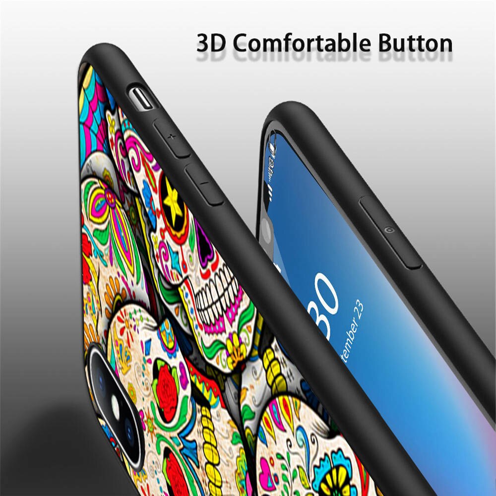 Sugar Skull Collage Soft Phone Case for iPhone