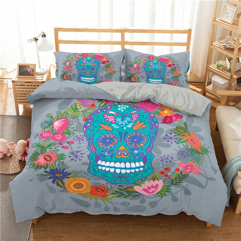 Sugar Skull Print Home Bedding Sets Duvet Cover Bed Set Pillowcase