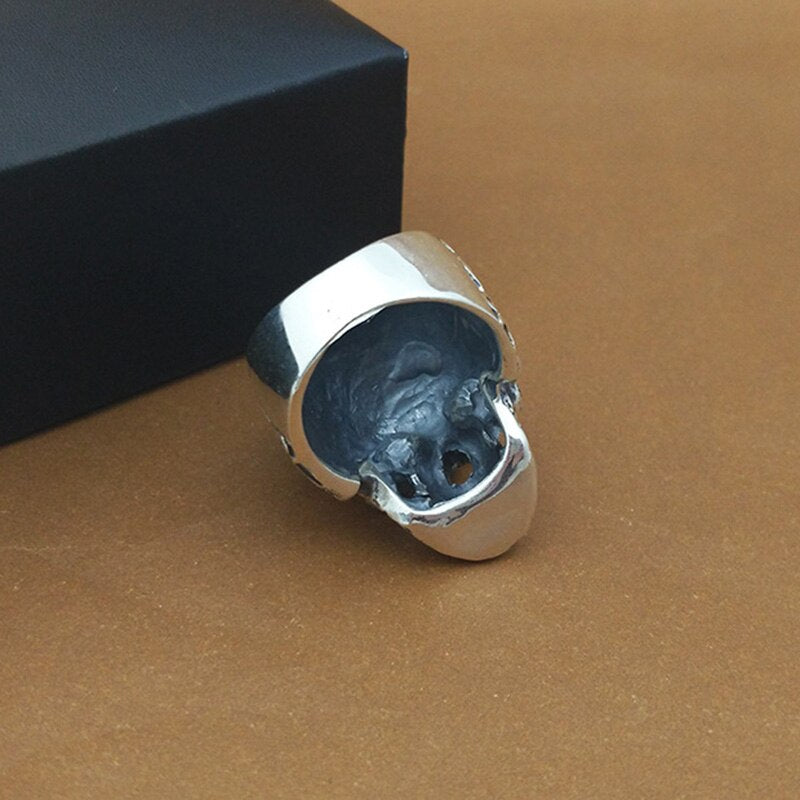 Real Pure 925 Sterling Silver Gothic Skeleton Rings For Men Punk