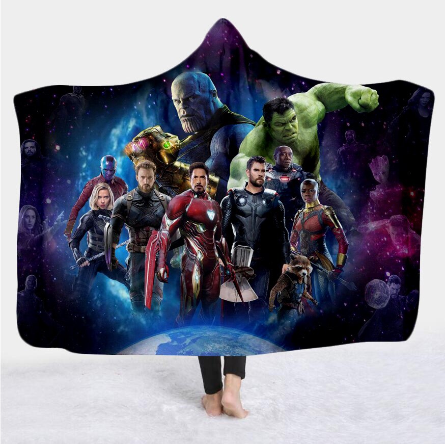 movie Avenger 3D Print Plush Throw hooded Blanket Sherpa Fleece Bedspread Blanket