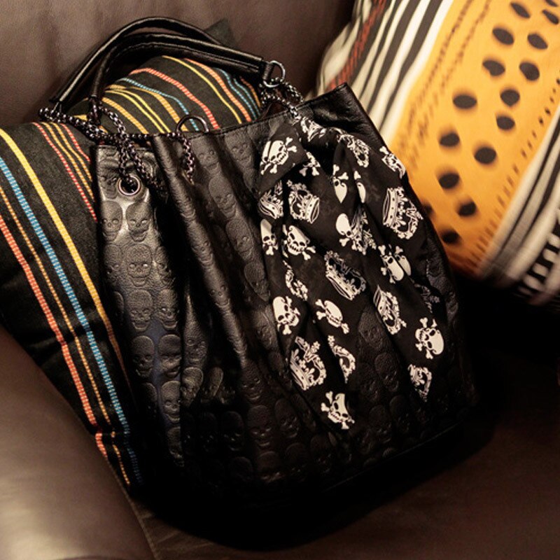 2020 Vintage Skull Shoulder Bags Women Bucket Pu