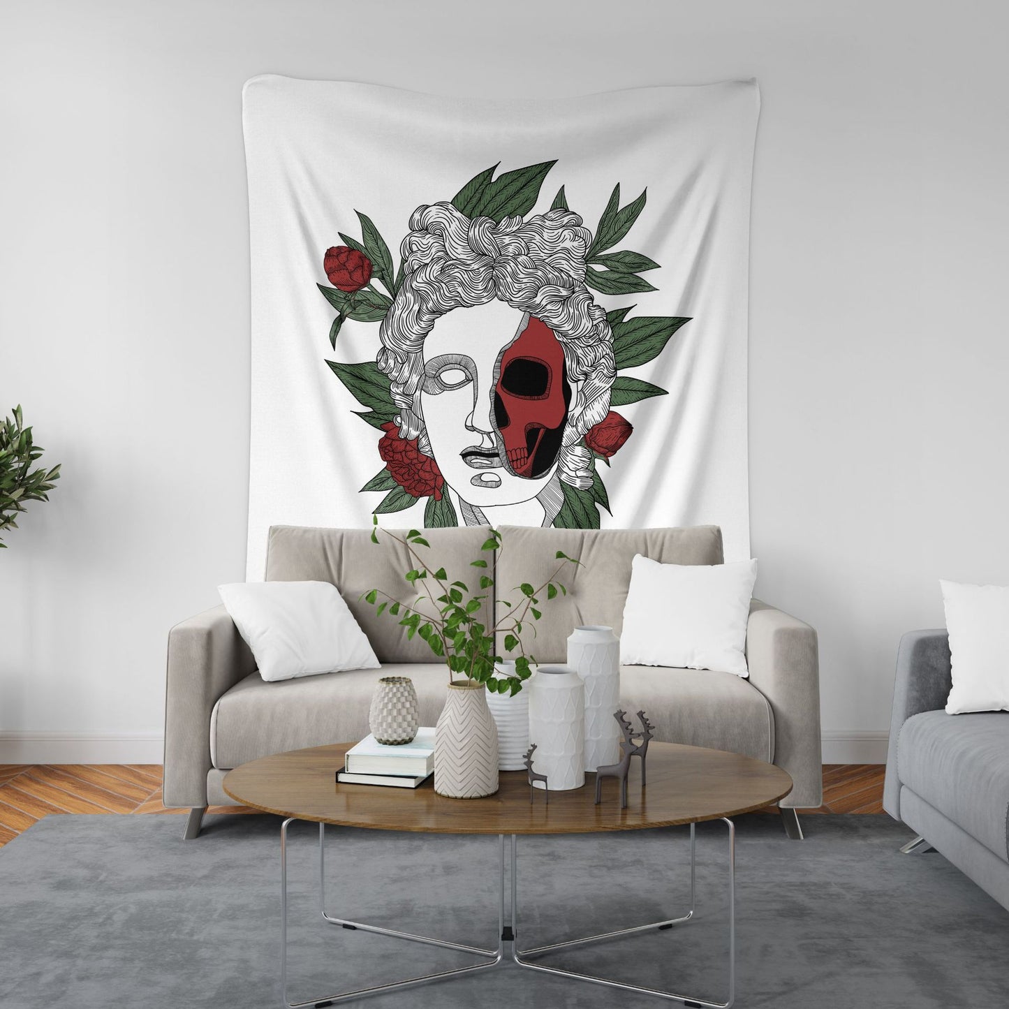 Cartoon Skull Pattern Tapestry Blanket Wall Hanging Tapestries Home