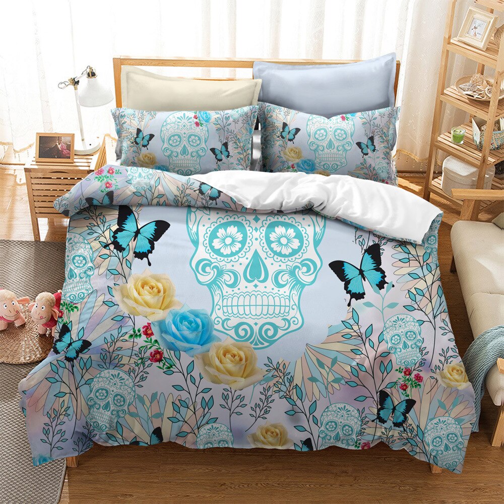 Sugar skull Bedding Sets king beauty kiss skull Duvet Cover Bed