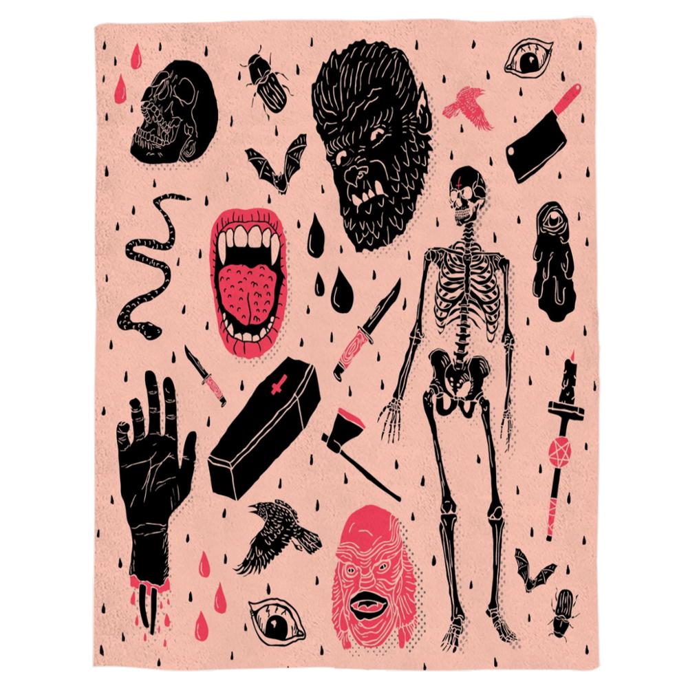 Hot Selling Flannel Blanket Whole Lotta Horror Design Throw Blanket