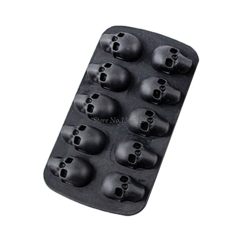10 Cavity Ice Cube Maker 3D Skull Shape Silicone Chocolate Mold DIY Whiskey Bar Ice Cube Mold Dropship