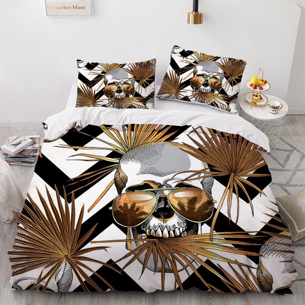 Simple Bedding Sets 3D Rock Skull Duvet Quilt Cover