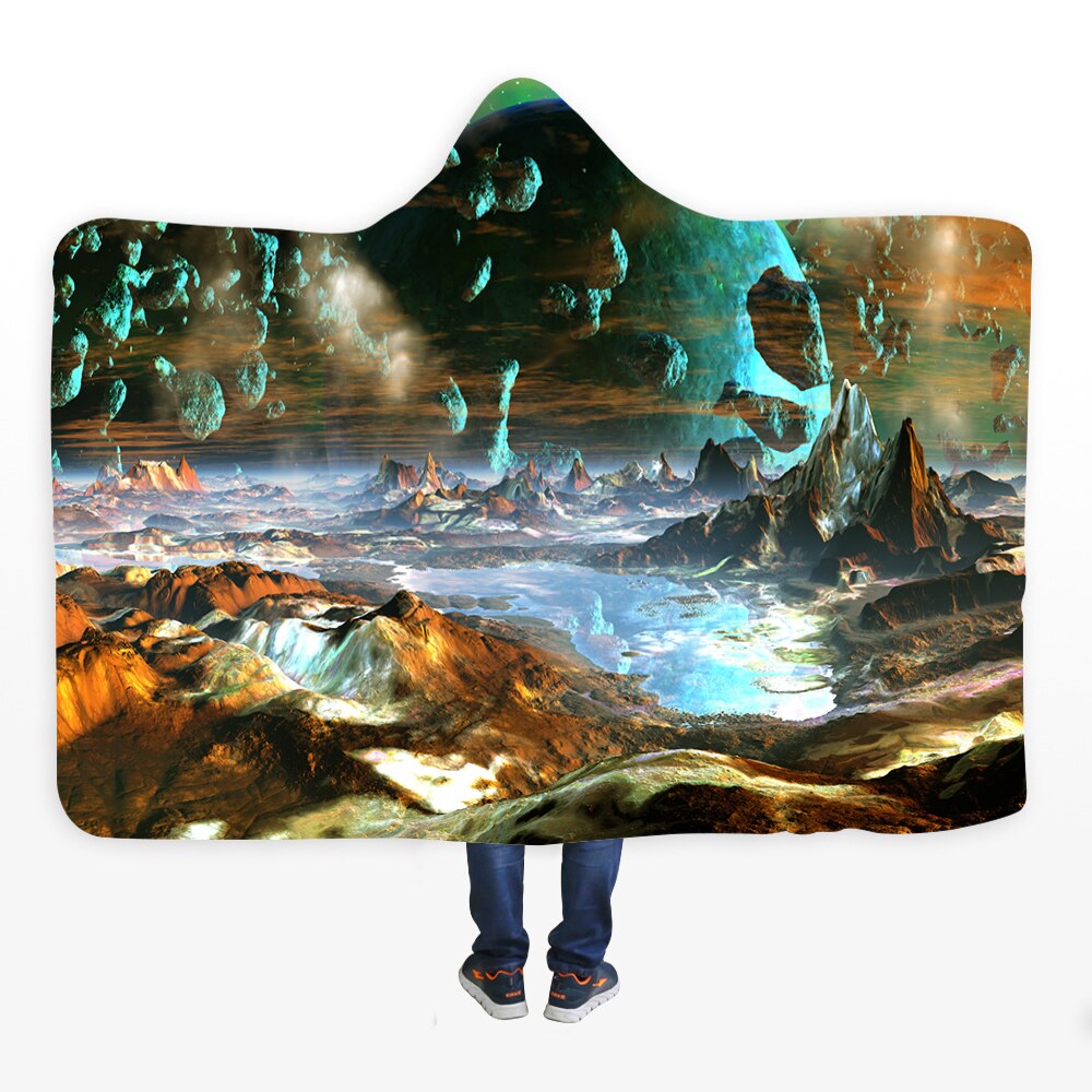 3D Halloween Skull Print Hooded Blanket Comfortable Soft Blanket