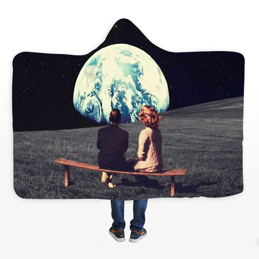 3D Halloween Skull Print Hooded Blanket Comfortable Soft Blanket